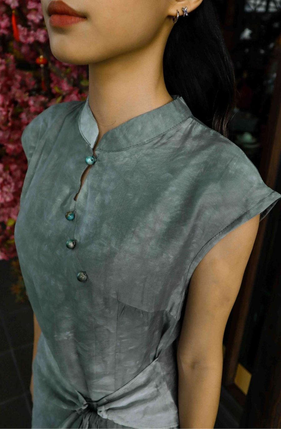 Tie Dye Side-Tie Cheongsam - Image 5