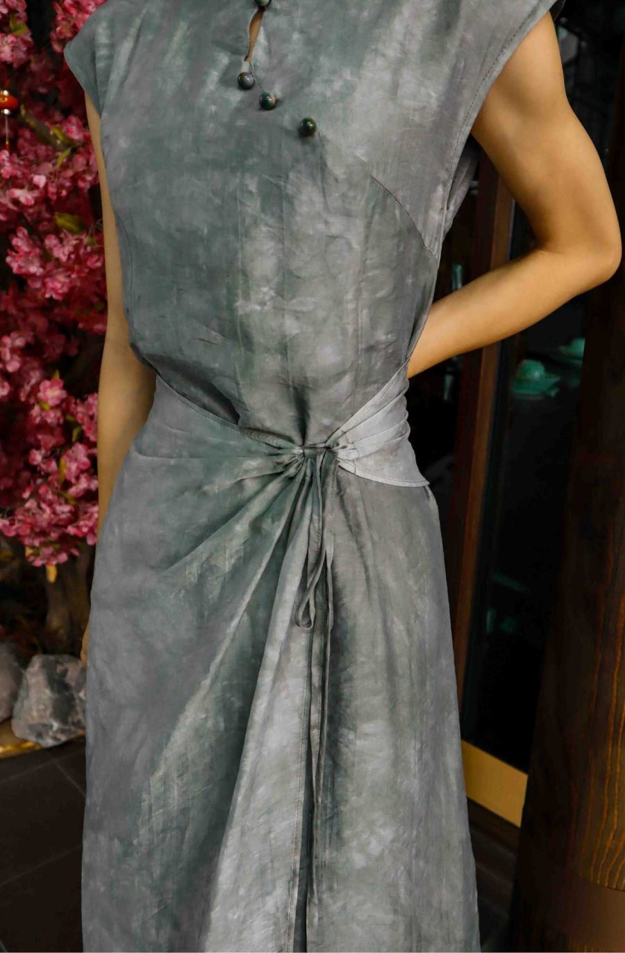 Tie Dye Side-Tie Cheongsam - Image 4