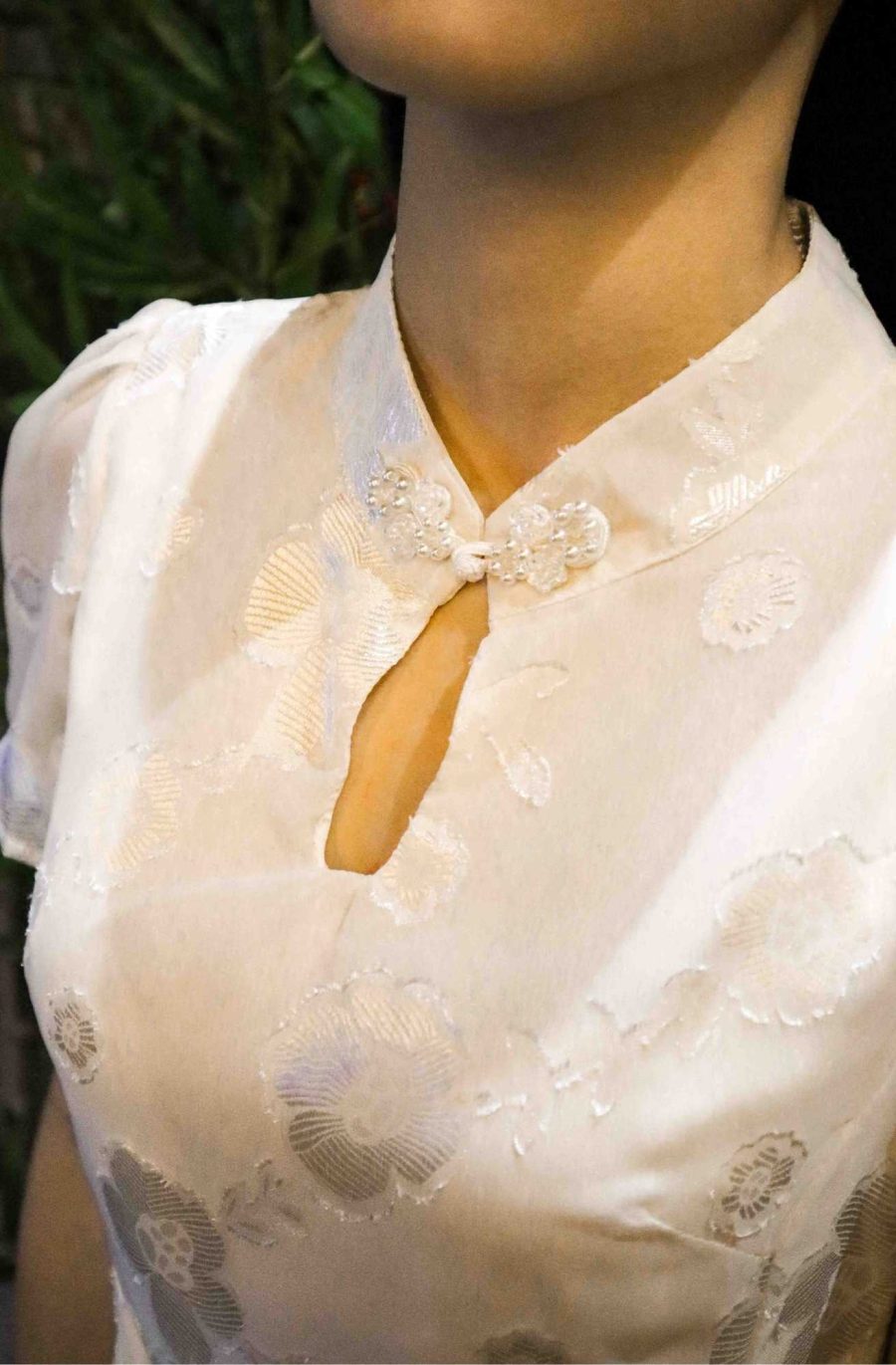 Floral Embroidered Mesh Cheongsam - Image 6