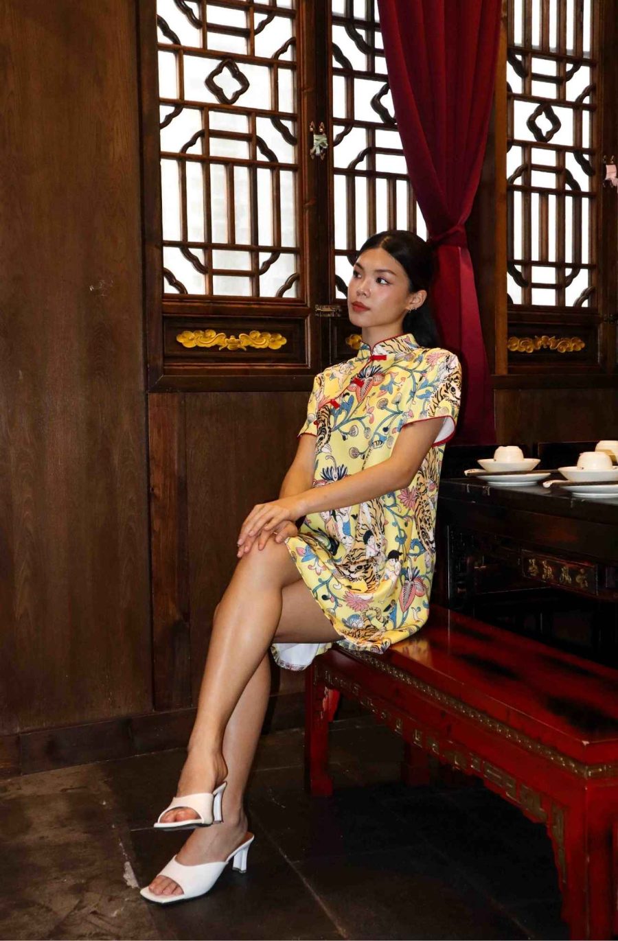 Oriental Print Oversize Cheongsam - Image 4