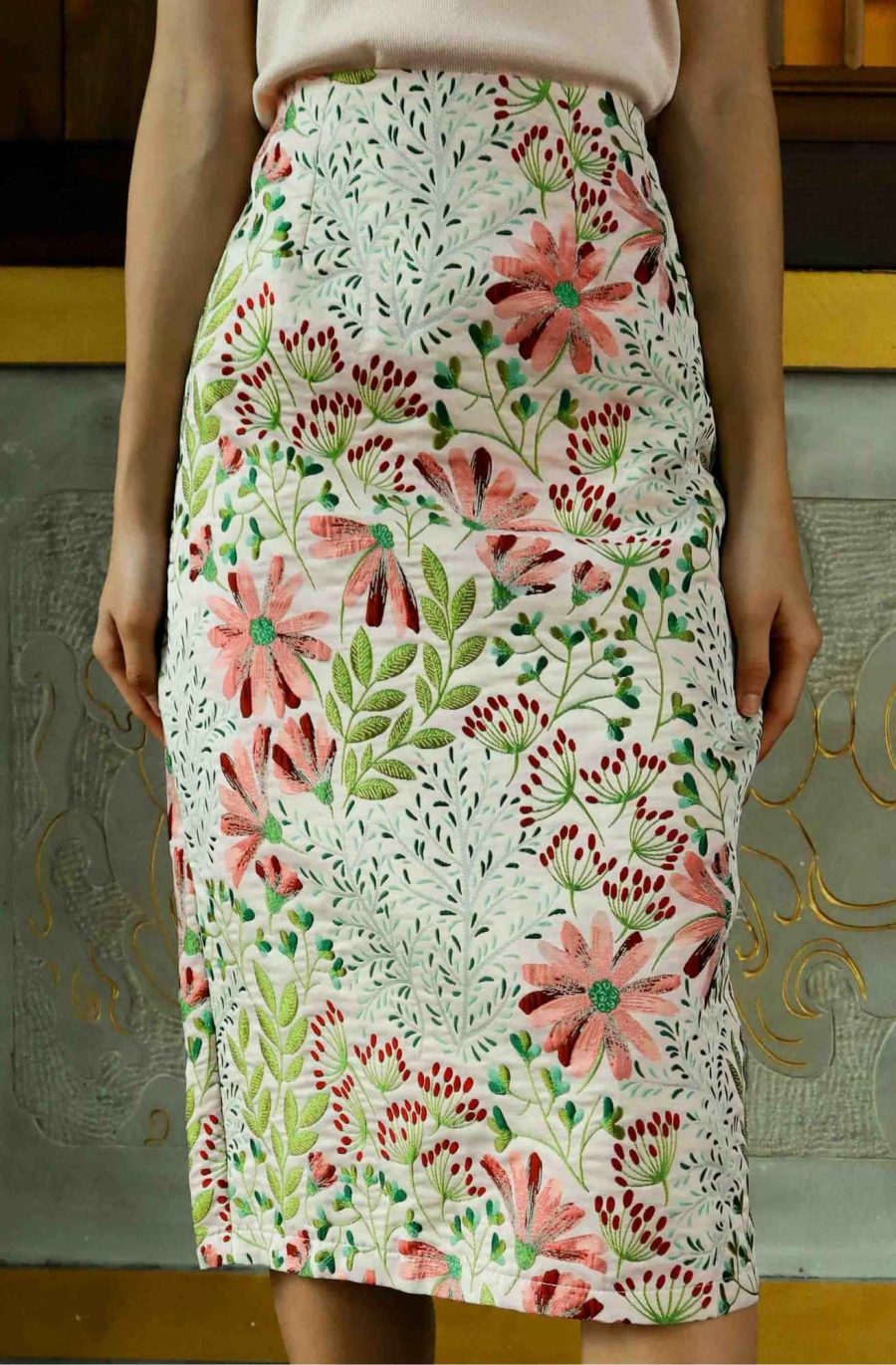 Embroidered A-line Skirt - Image 2