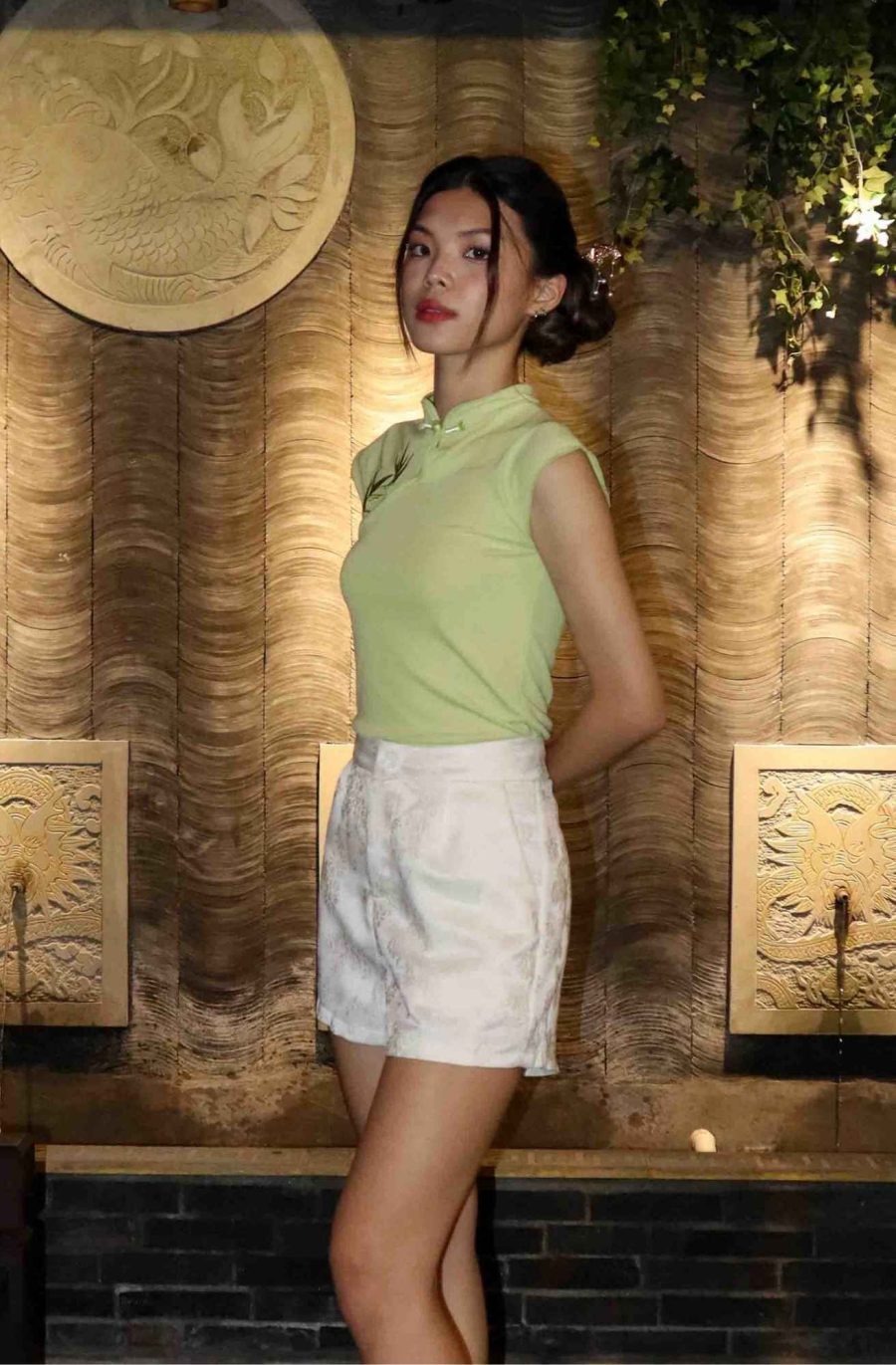 Embroidered Green Cheongsam Top - Image 2