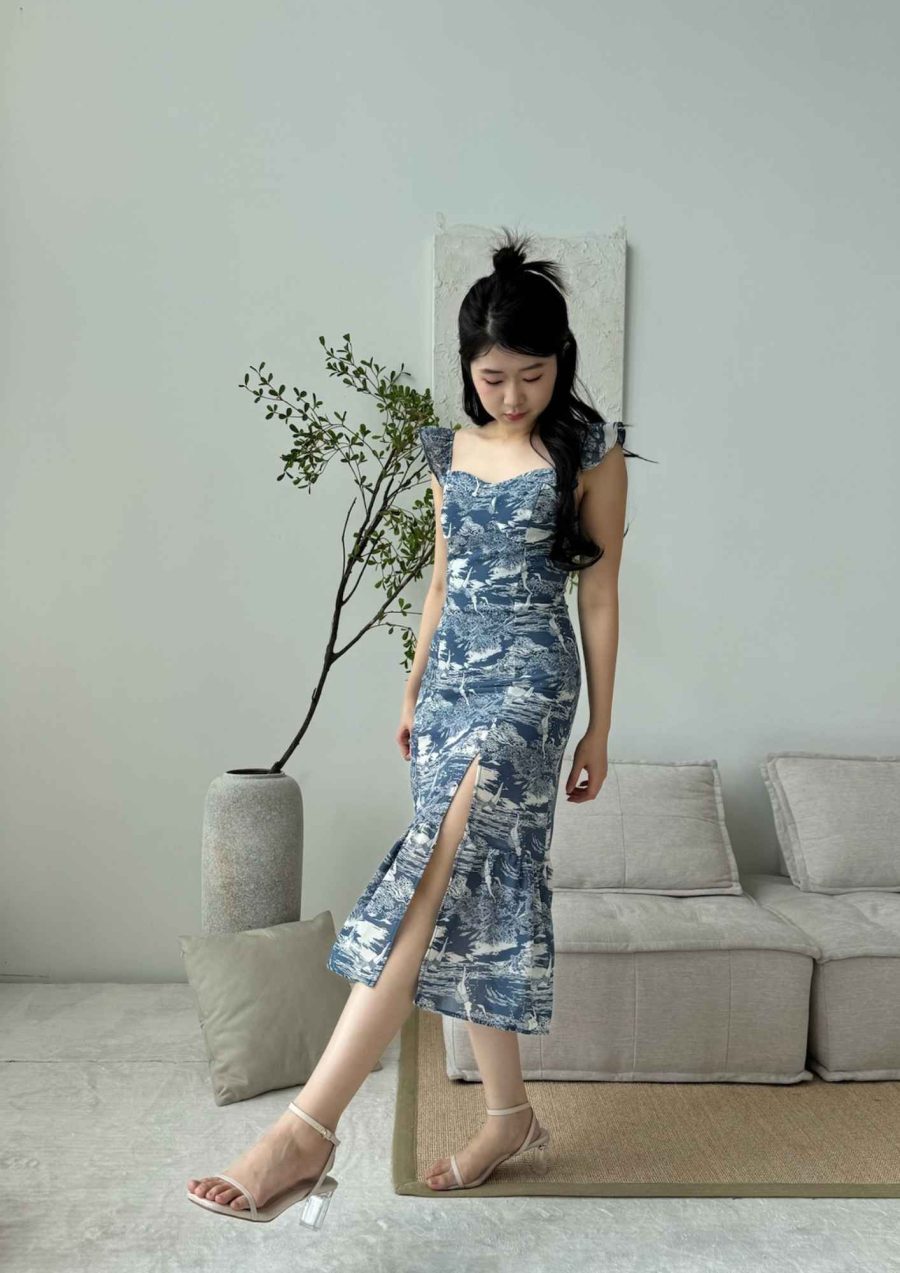 Ruffle Sleeves Allover Print Dress - Image 2