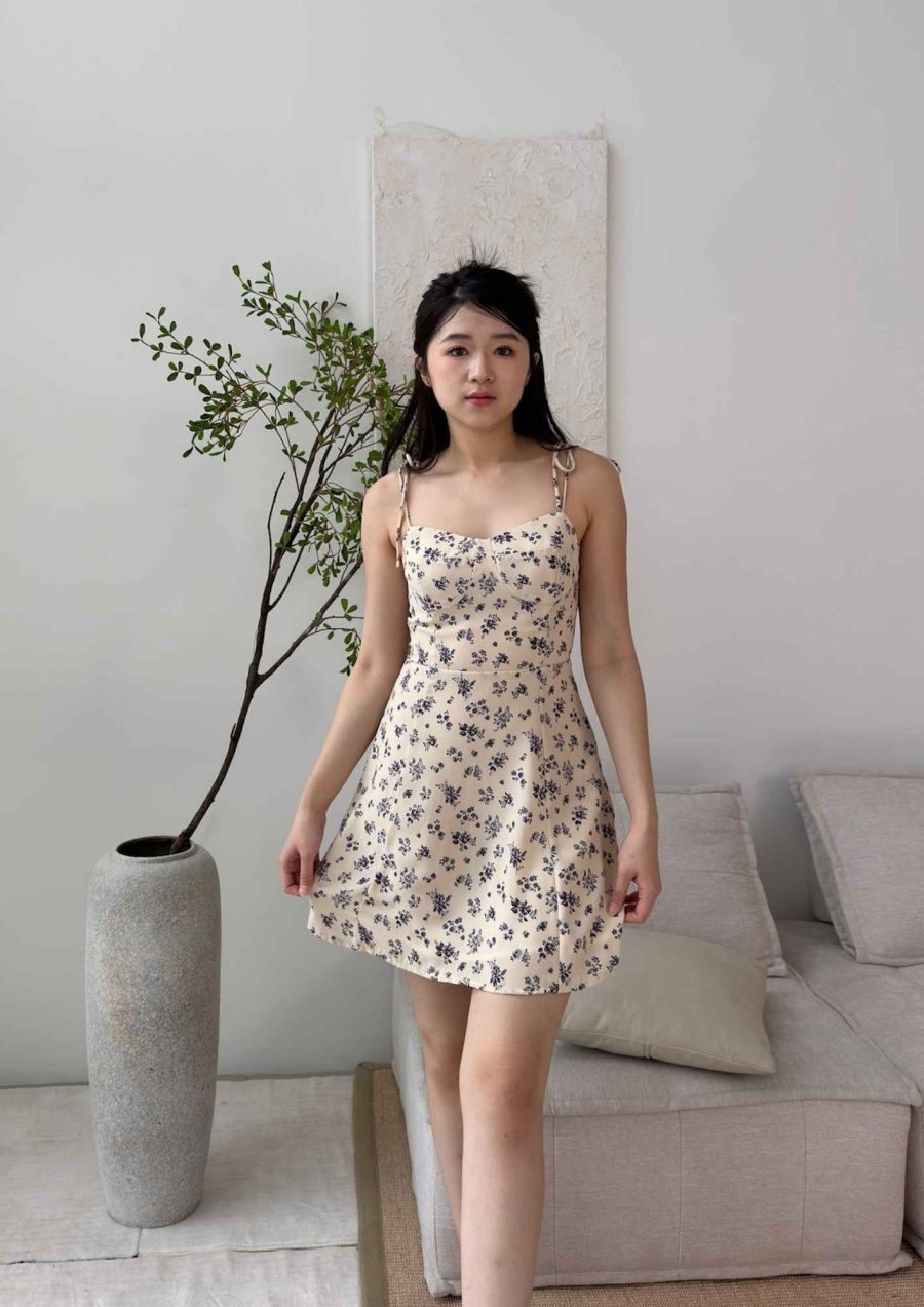Flower Print Bustier Cami Dress