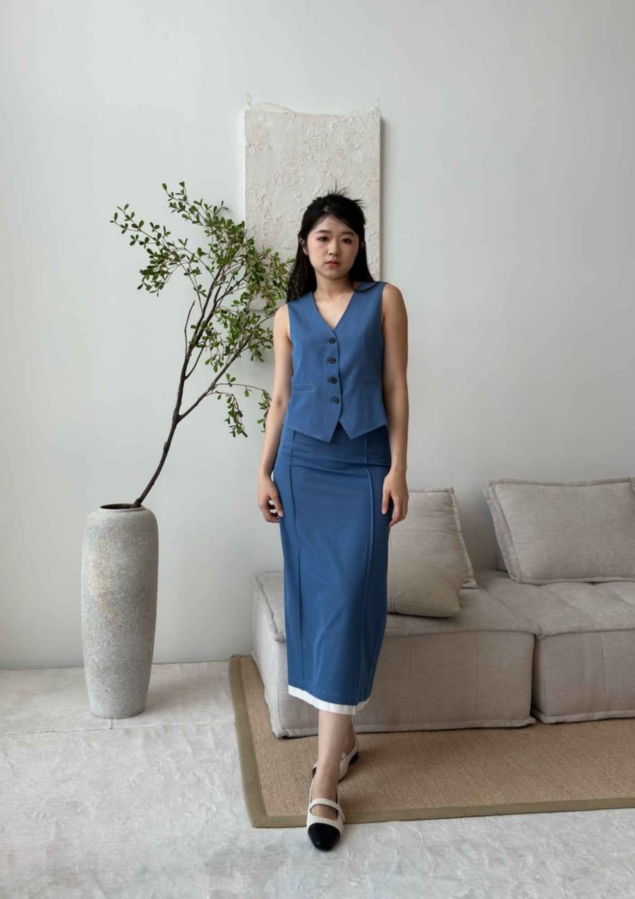 Button Down Blue Vest