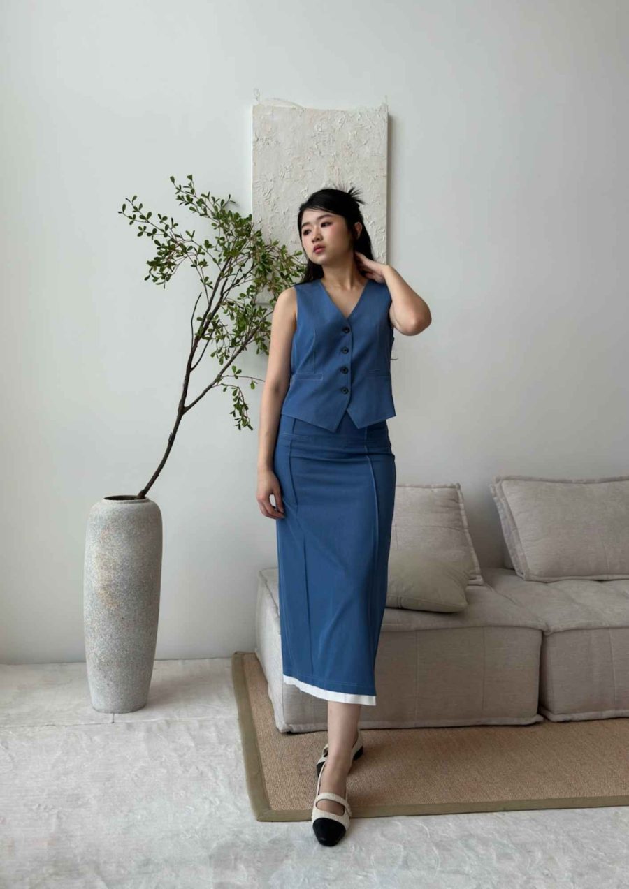 Button Down Blue Vest - Image 2