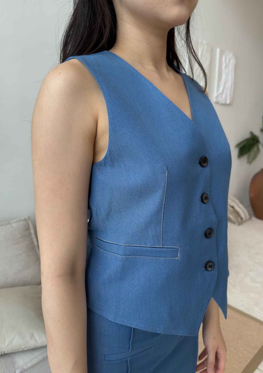 Button Down Blue Vest - Image 3