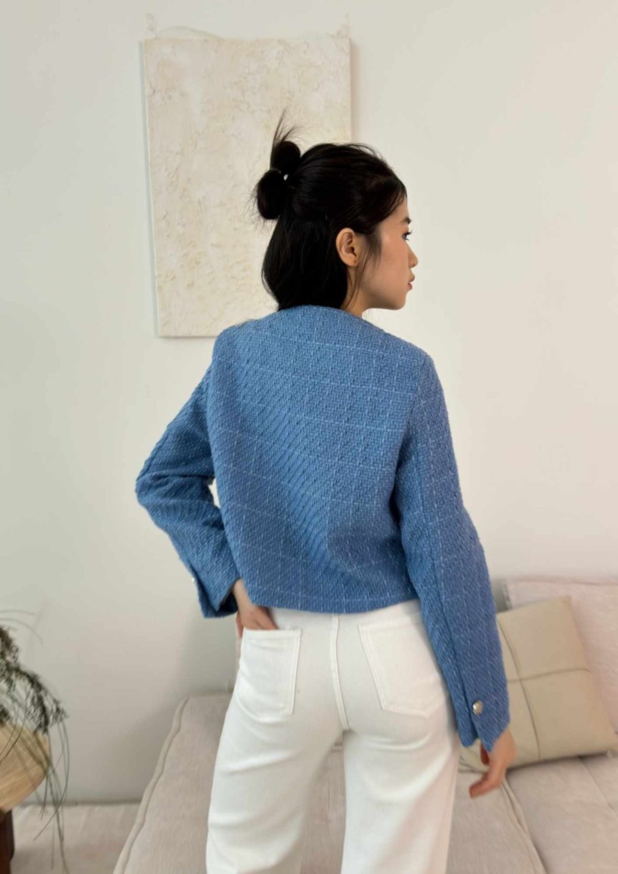 Long Sleeve Tweed Jackets w Gold Buttons - Image 2