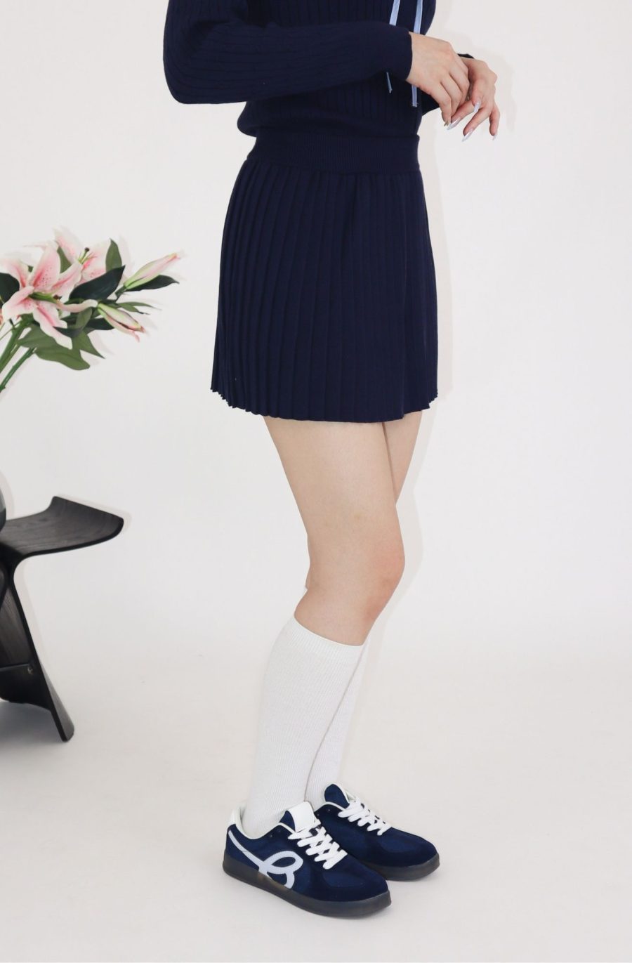 Ruffle Trim Cable Knit Top w Skirt - Image 7