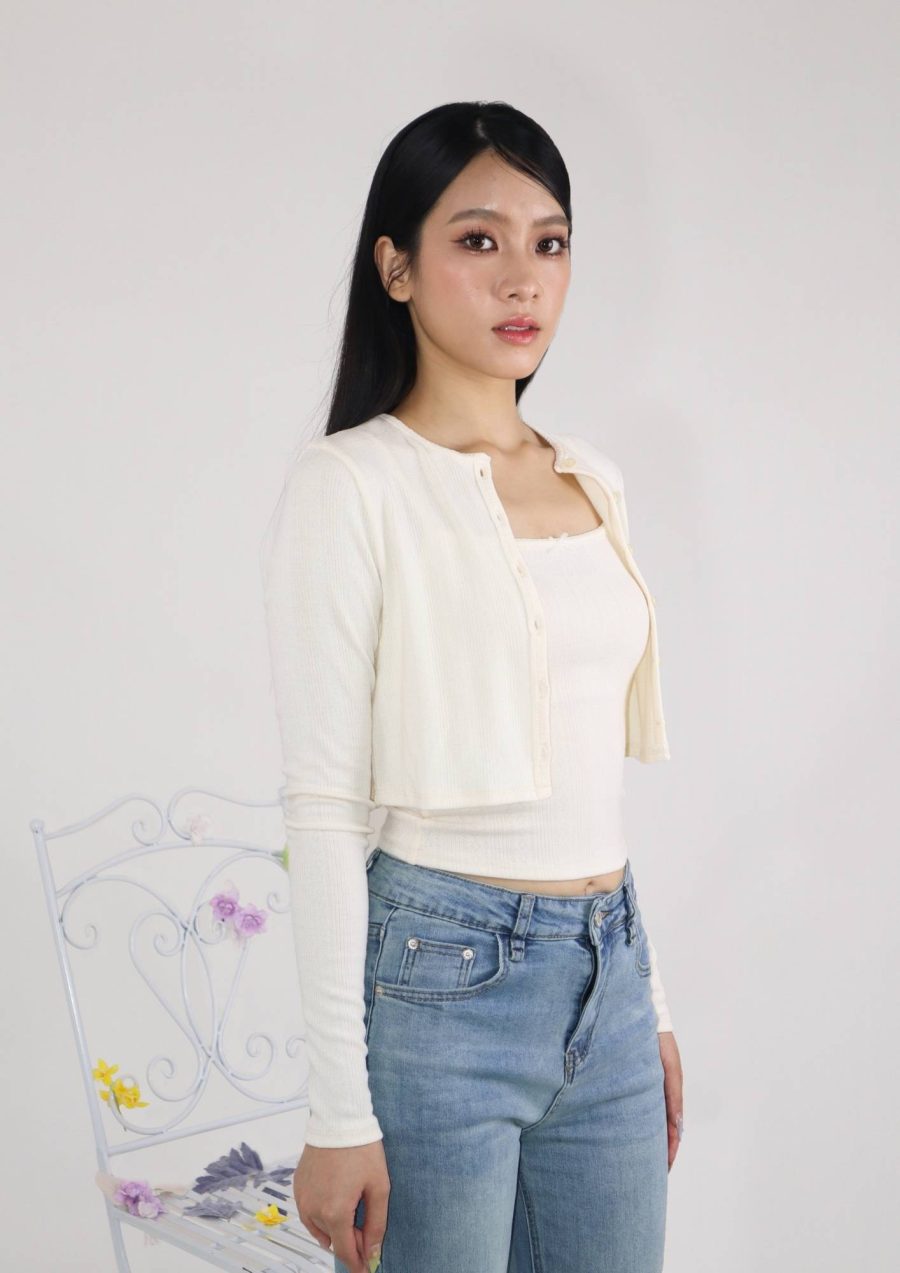 Ribbon Cami Top w Cardigan Sets - Image 2
