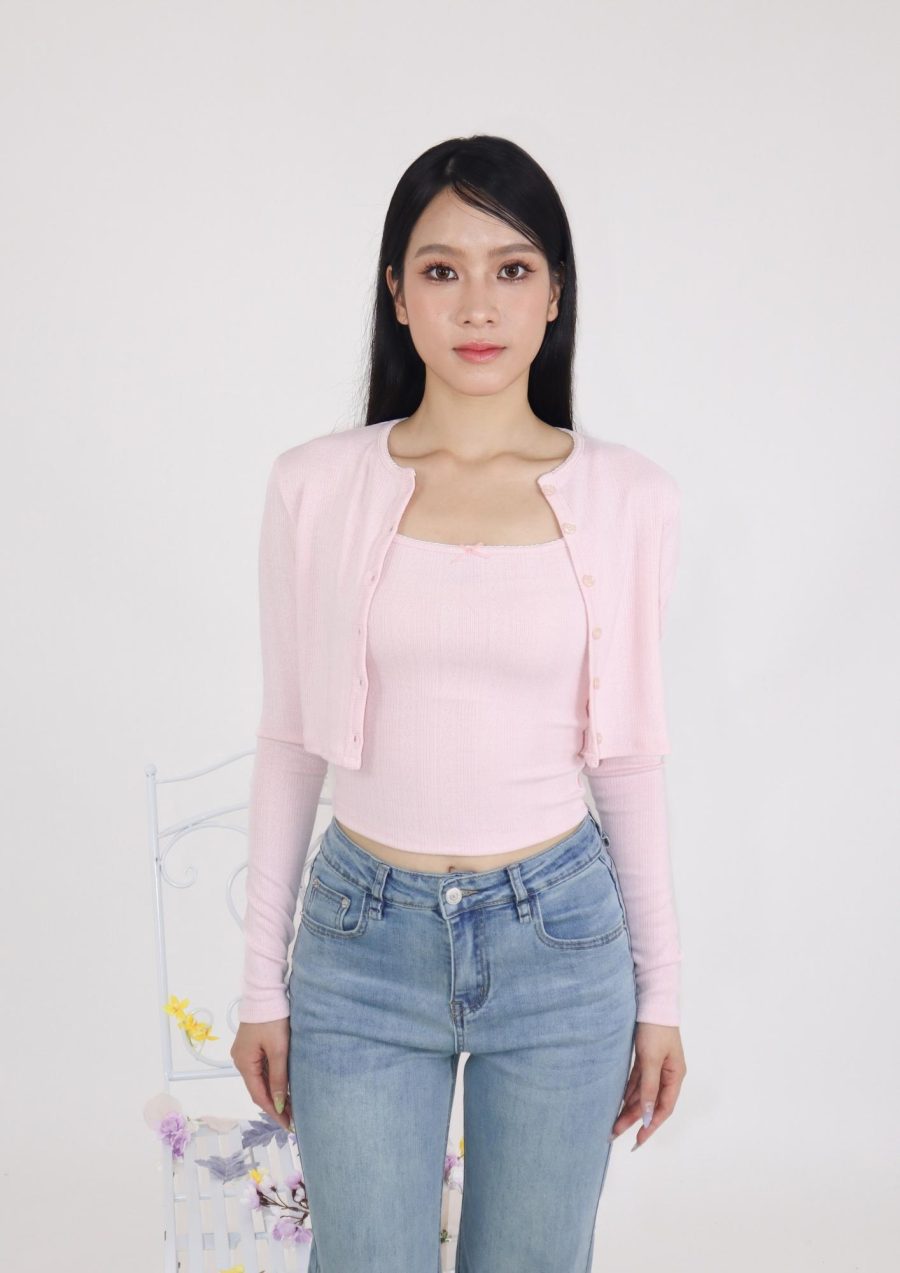 Ribbon Cami Top w Cardigan Sets