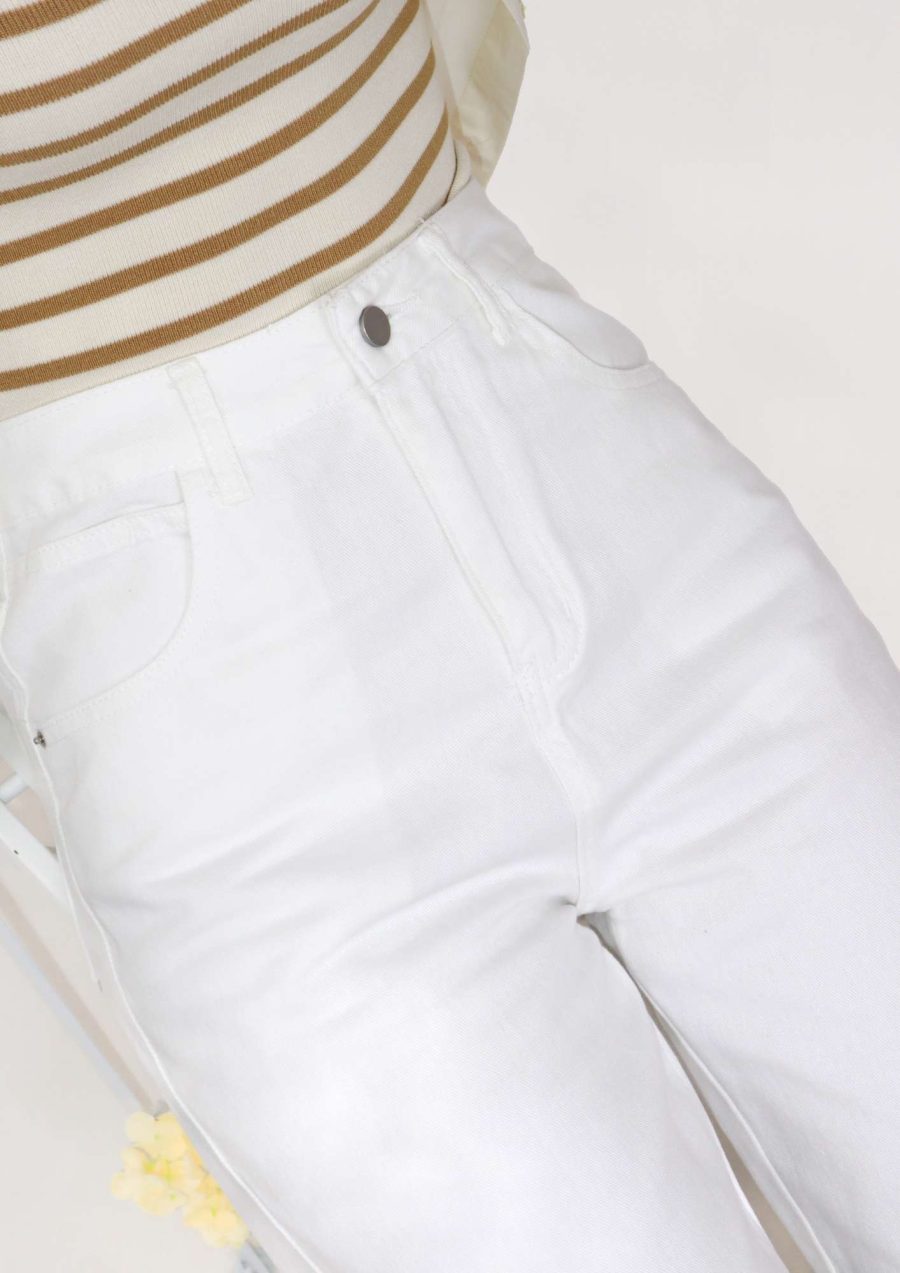White Wide Leg Jeans - Image 4