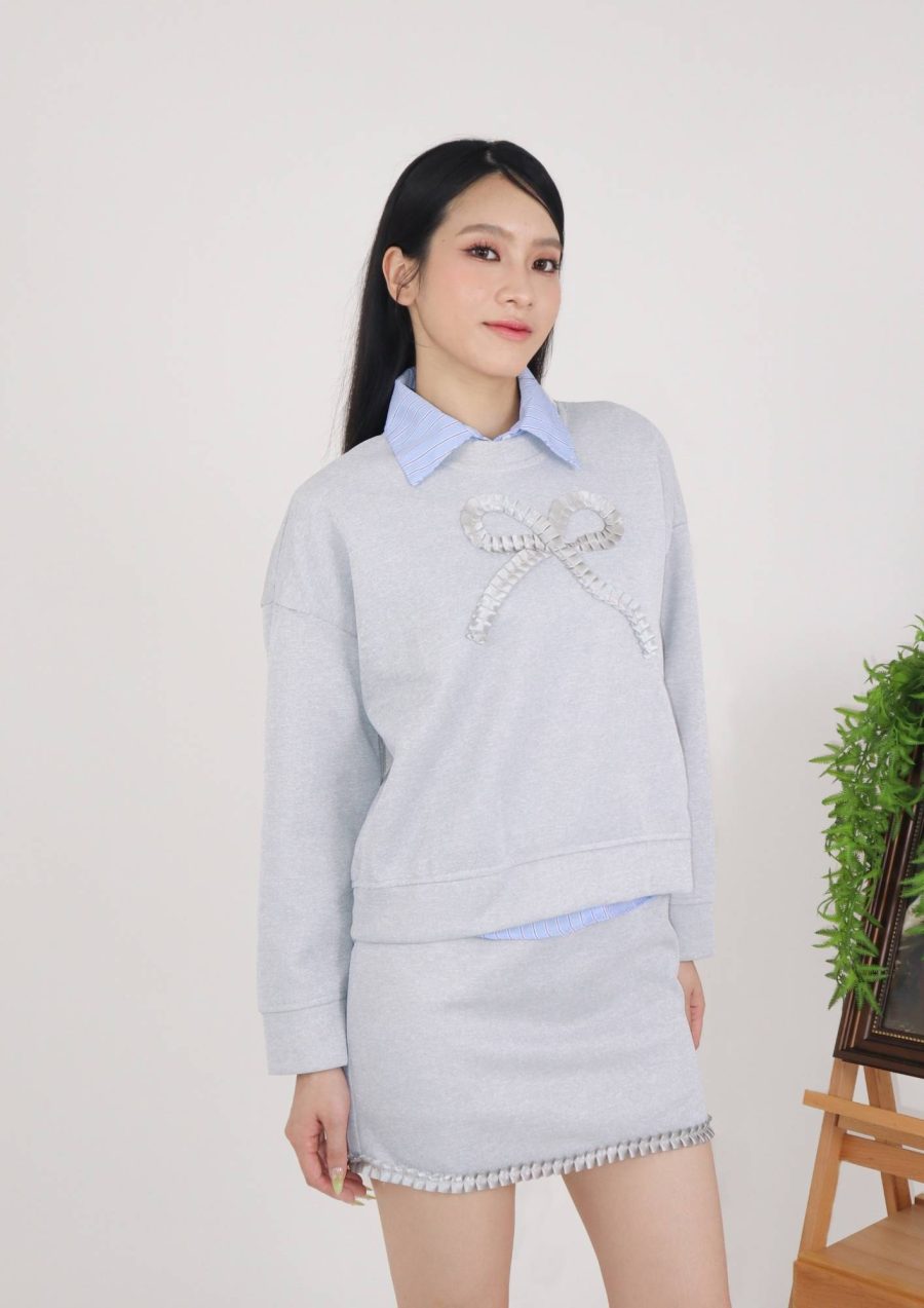 Bow Sweatshirt Sets with Inner Shirt - Image 2
