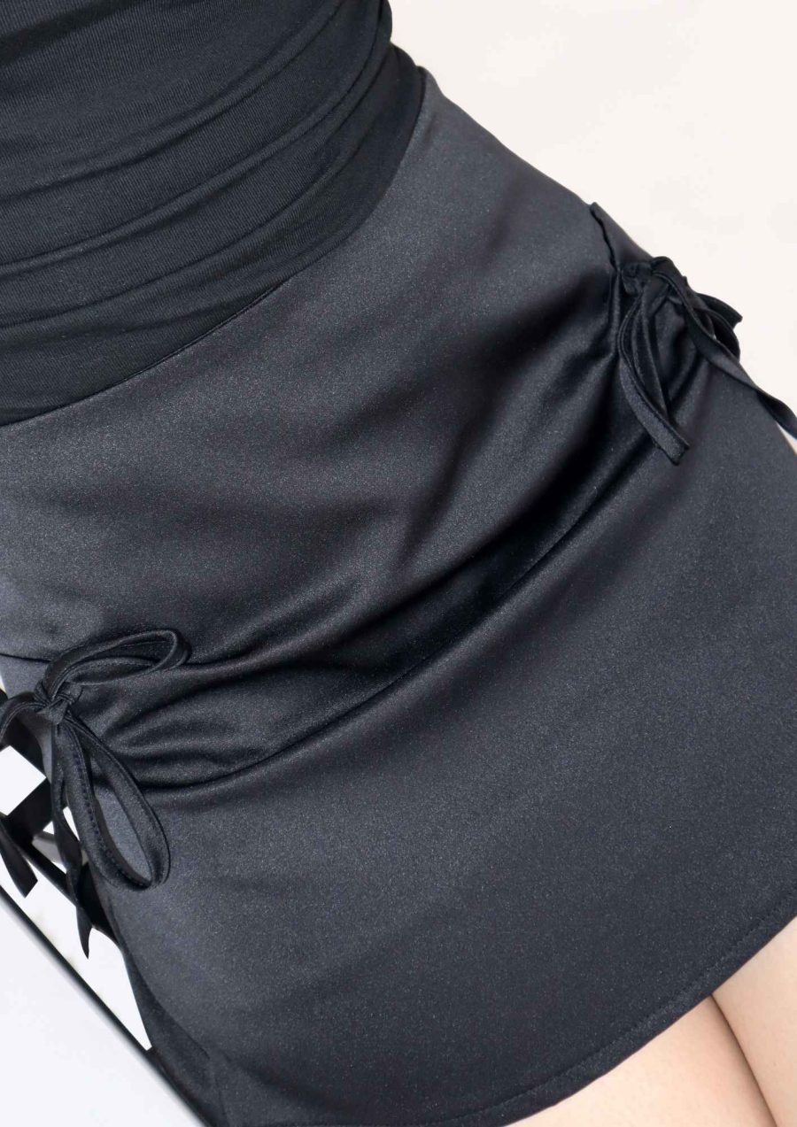 Silk Front Tie Ribbons Mini Skorts - Image 4