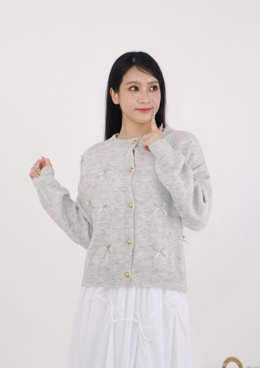 Ribbons Cardigan w White Buttons