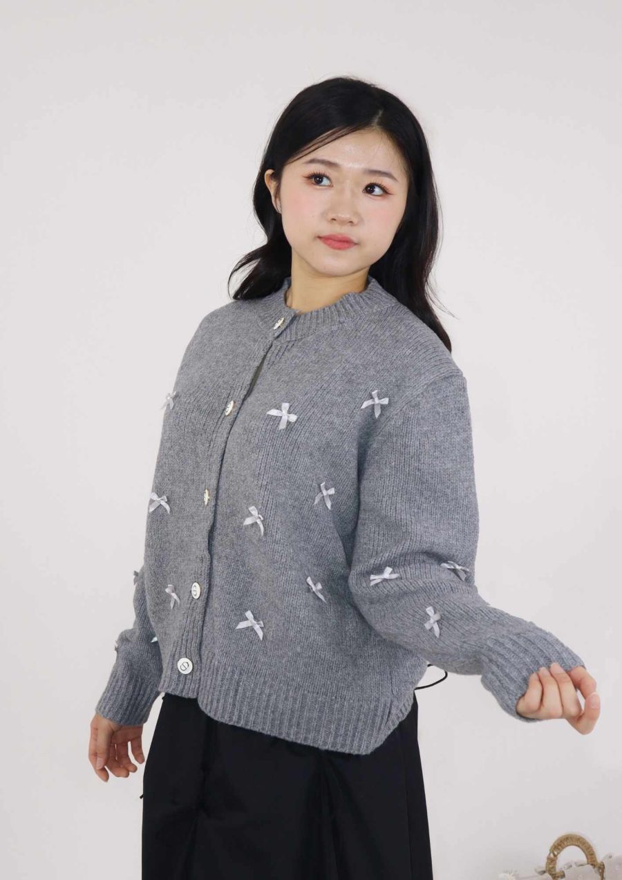 Ribbons Cardigan w White Buttons - Image 2