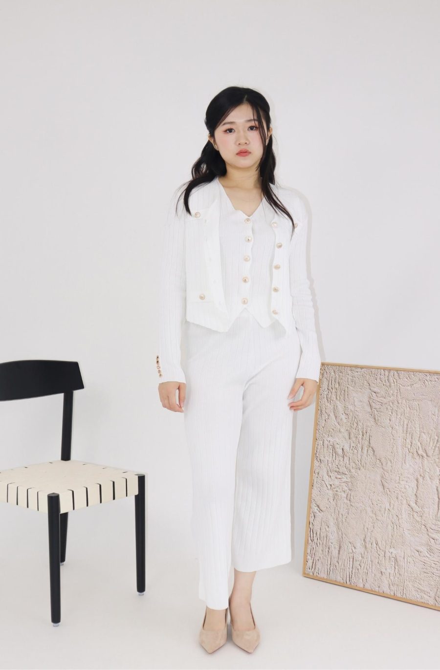 Rib-Knit Sets w Gold Buttons