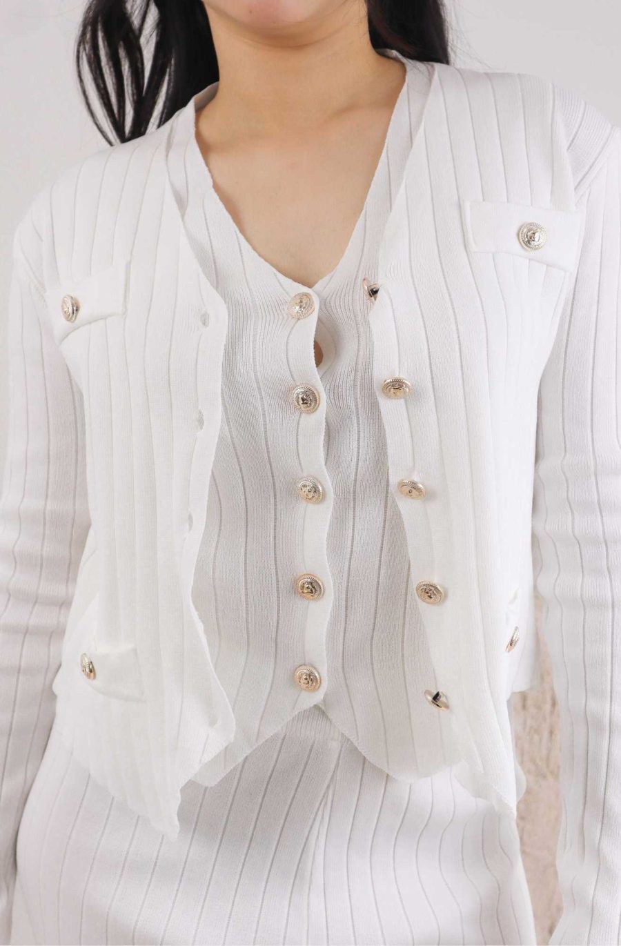 Rib-Knit Sets w Gold Buttons - Image 5