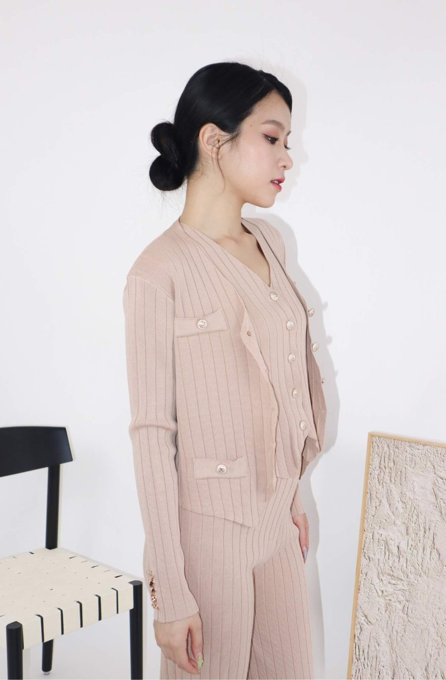 Rib-Knit Sets w Gold Buttons - Image 3