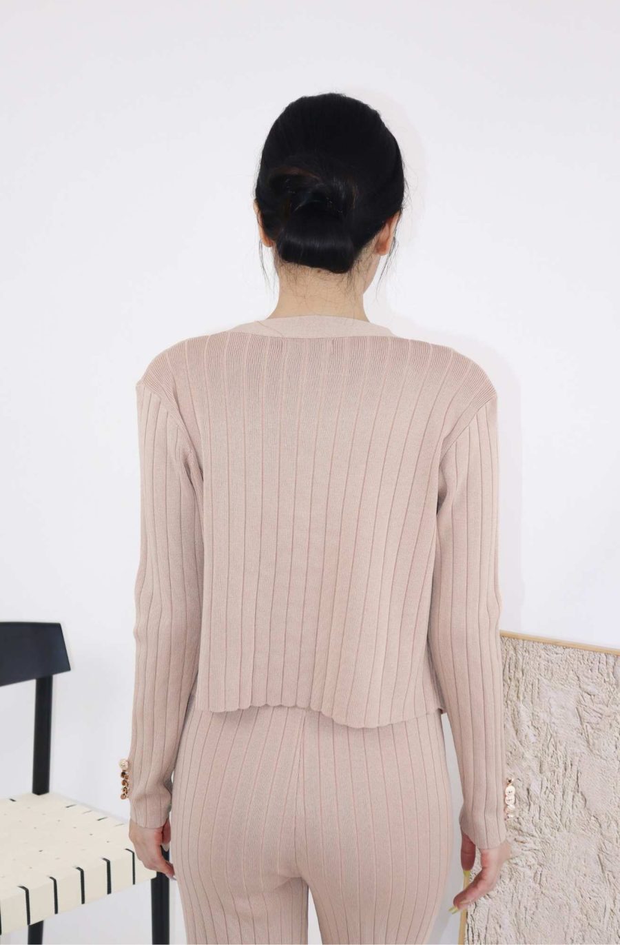 Rib-Knit Sets w Gold Buttons - Image 4