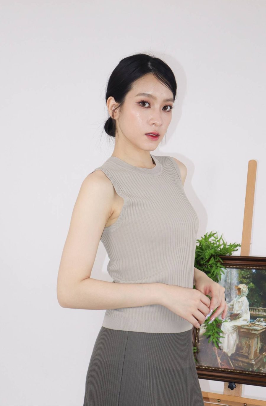 Rib-Knit Sleeveless Top - Image 2