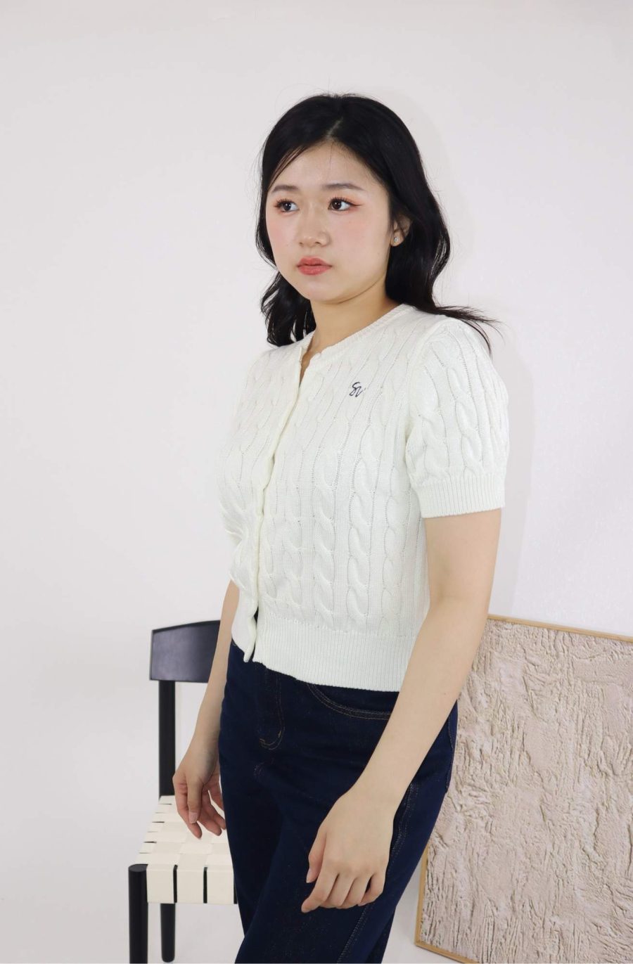Button Down Cable Knit Top - Image 2
