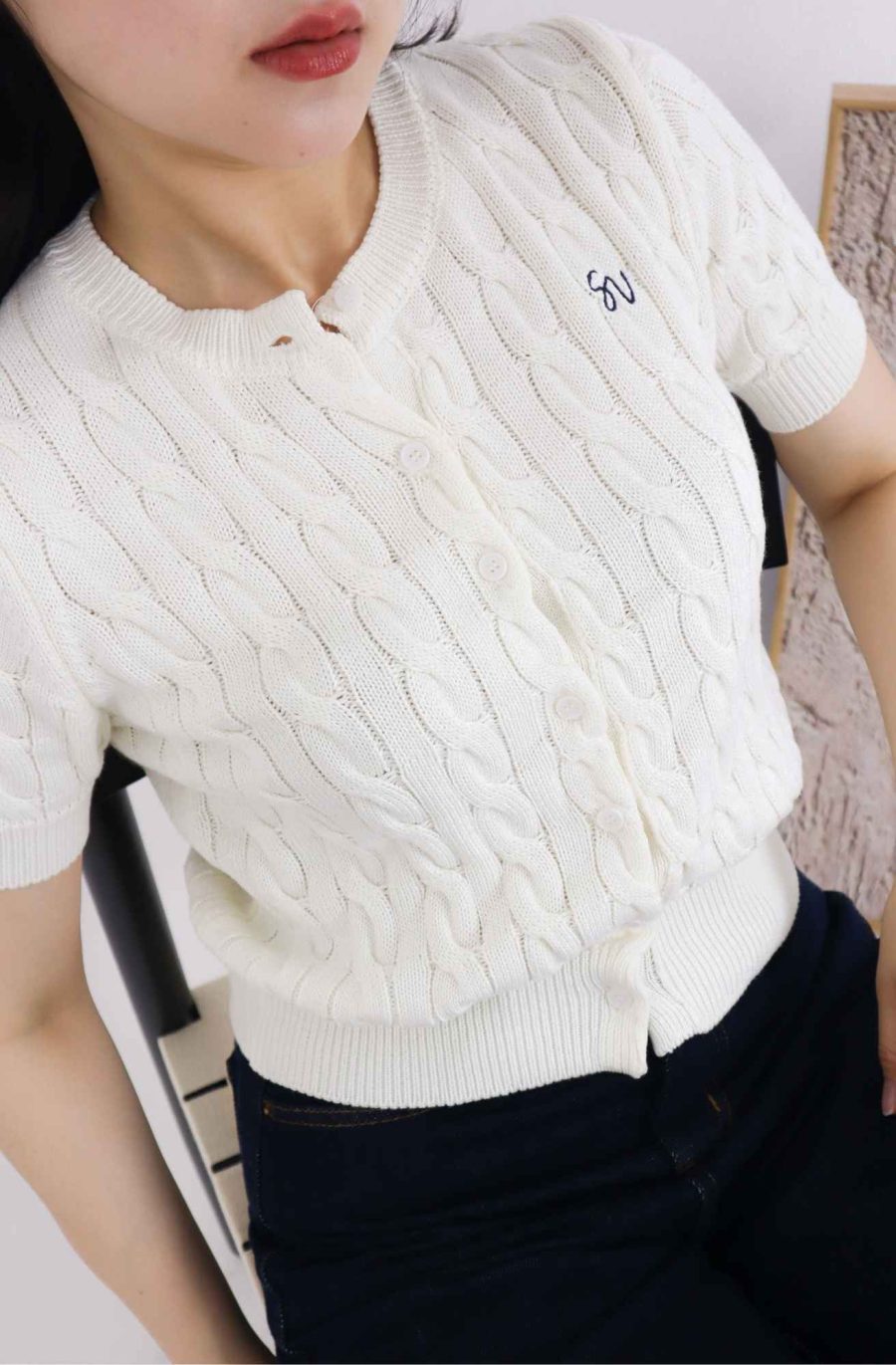 Button Down Cable Knit Top - Image 4