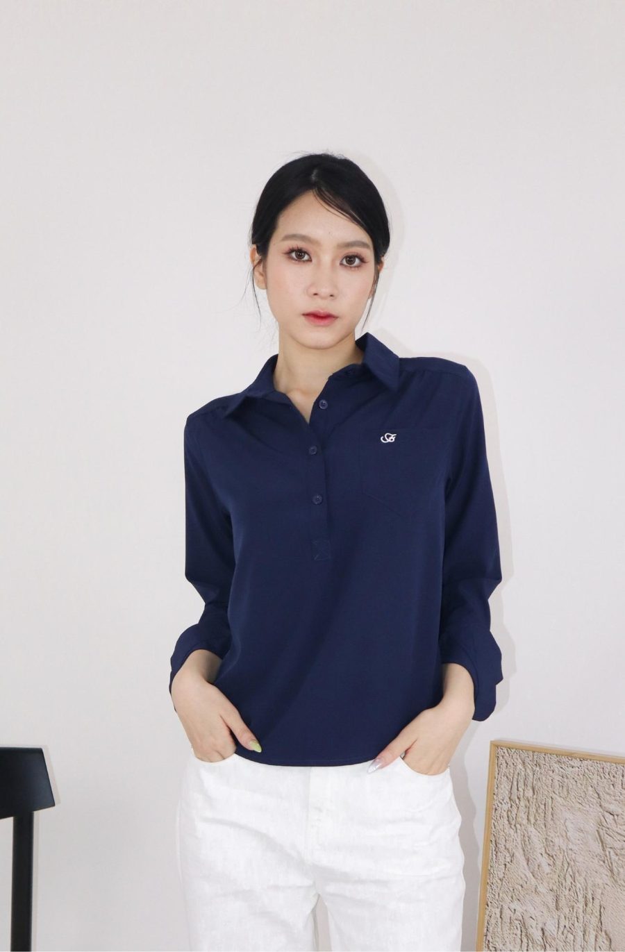 Front Pocket Collar Shirt