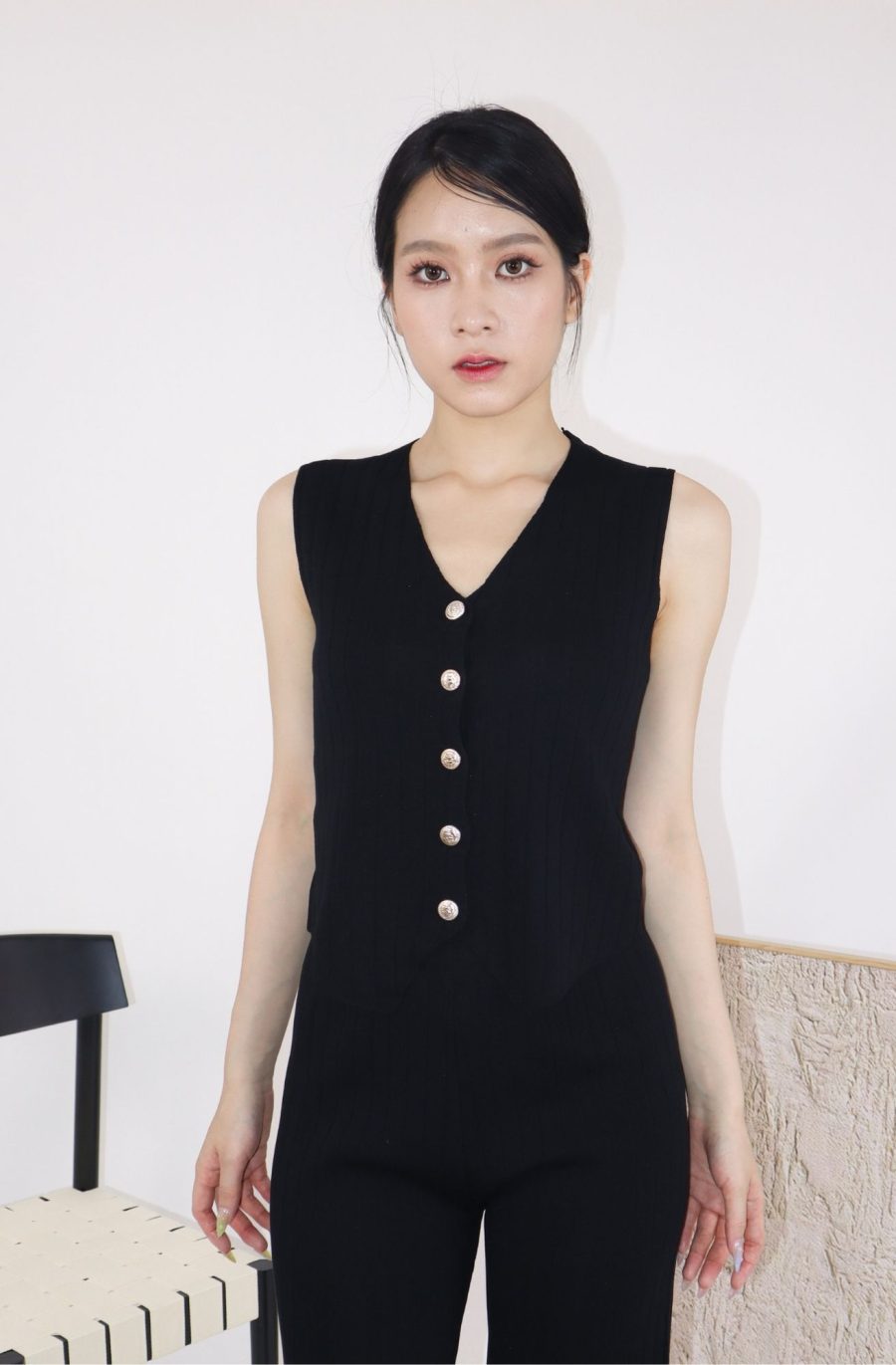 Rib-Knit Sets w Gold Buttons - Image 7